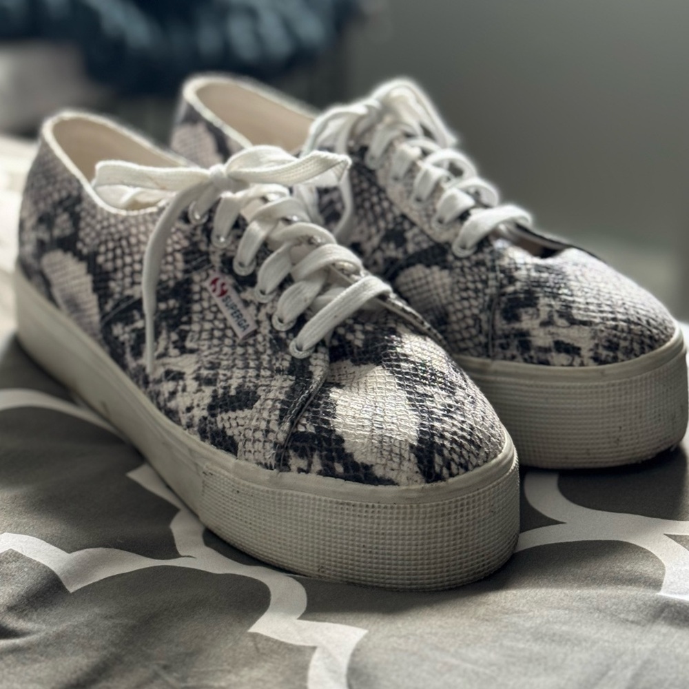 Superga Platform Sneakers, Snake skin pattern!